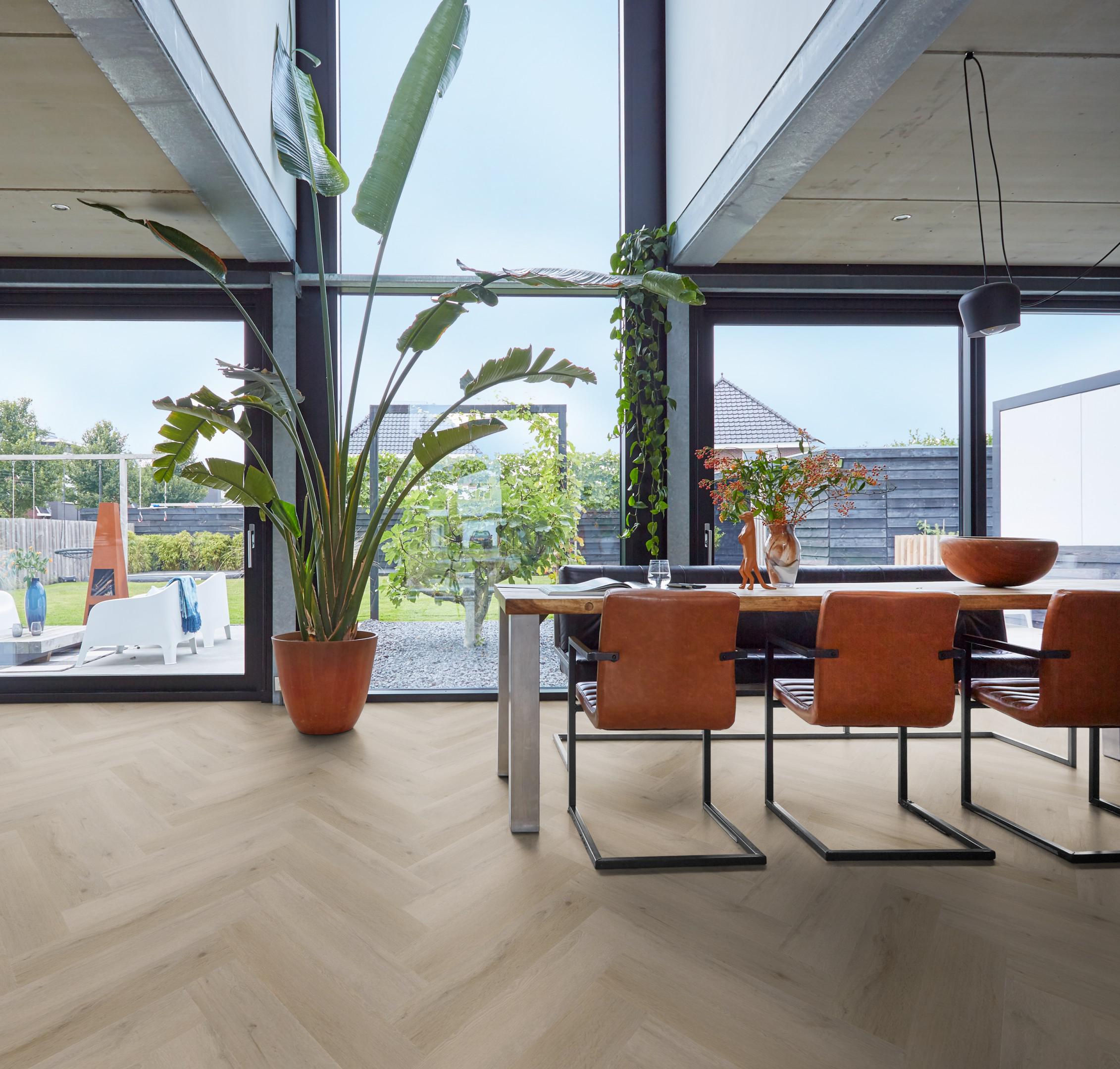 PVC Yup Leyton herringbone Collection Licht Oak Dryback - sfeer