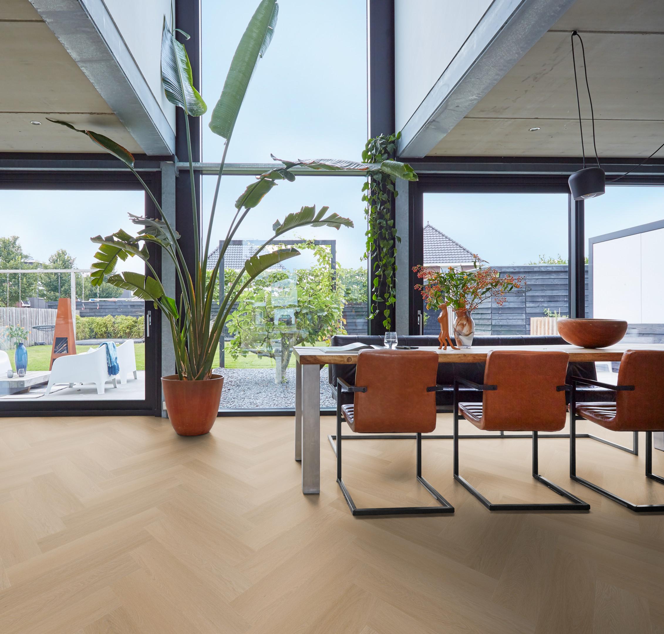 PVC Yup Fulham herringbone Collection Naturel Oak Click - sfeer