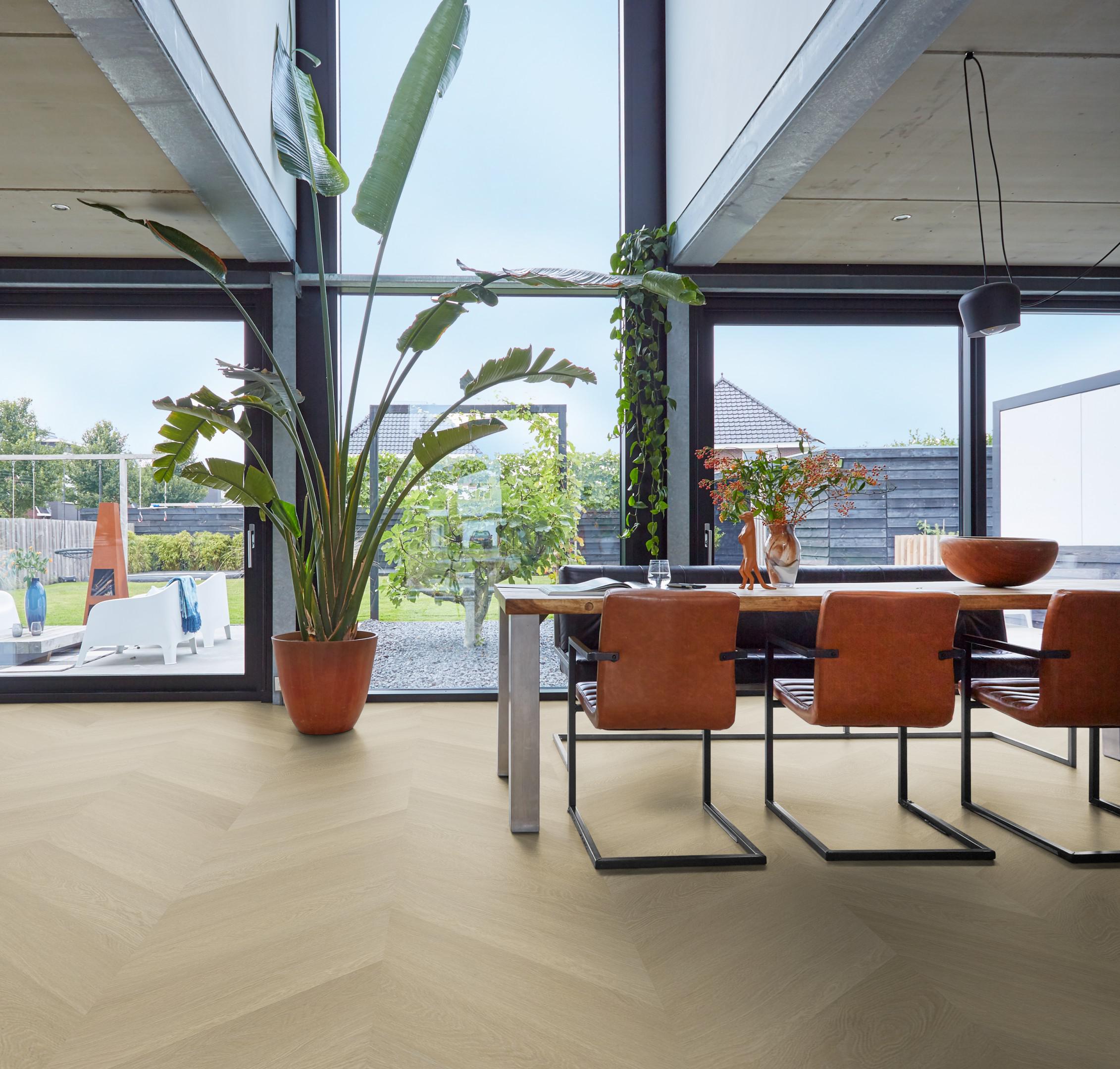 PVC Yup Fulham Chevron Collection Natural Oak Dryback - sfeer