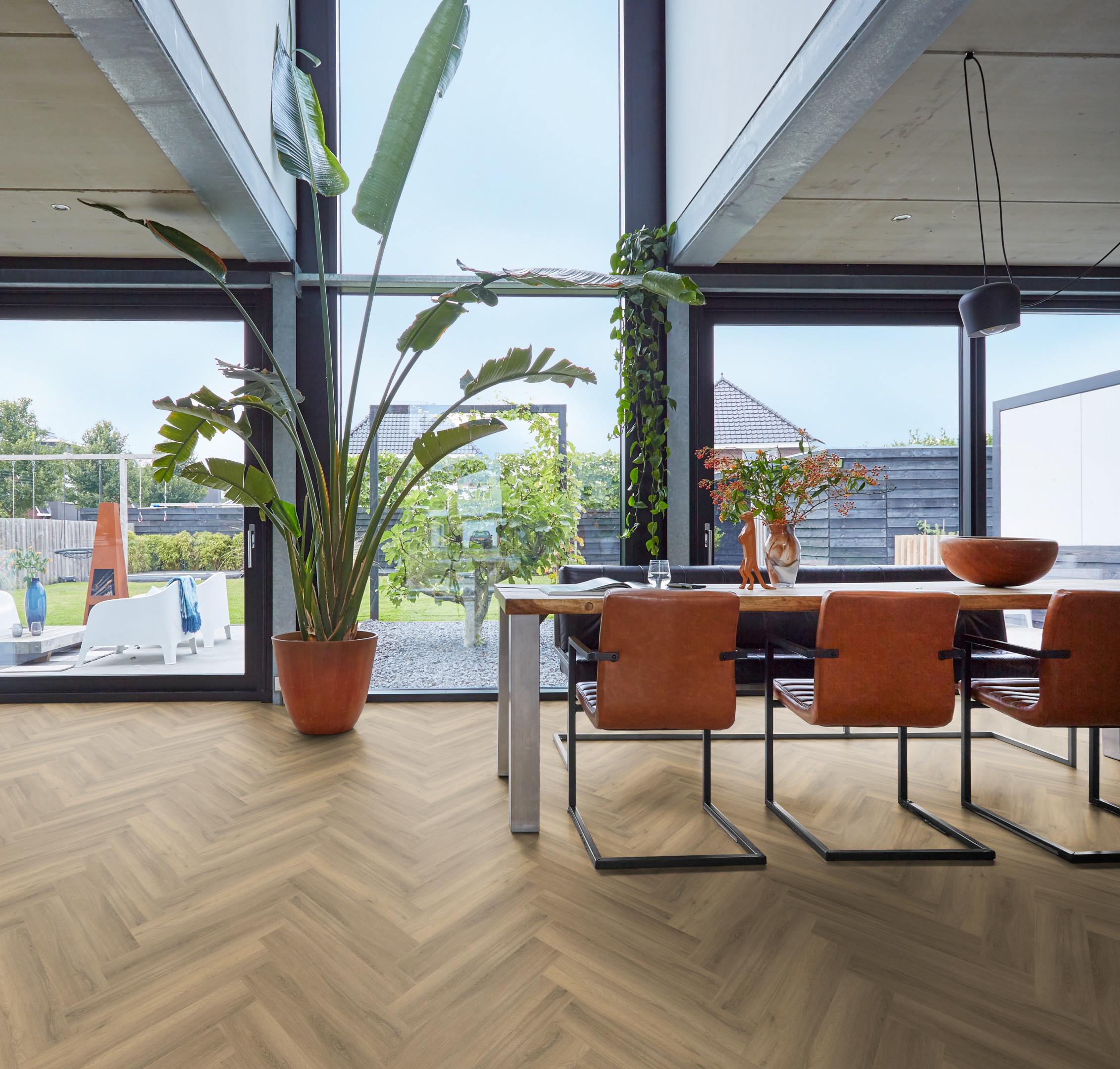 PVC YUP Collection Herringbone Natural Dryback - sfeer