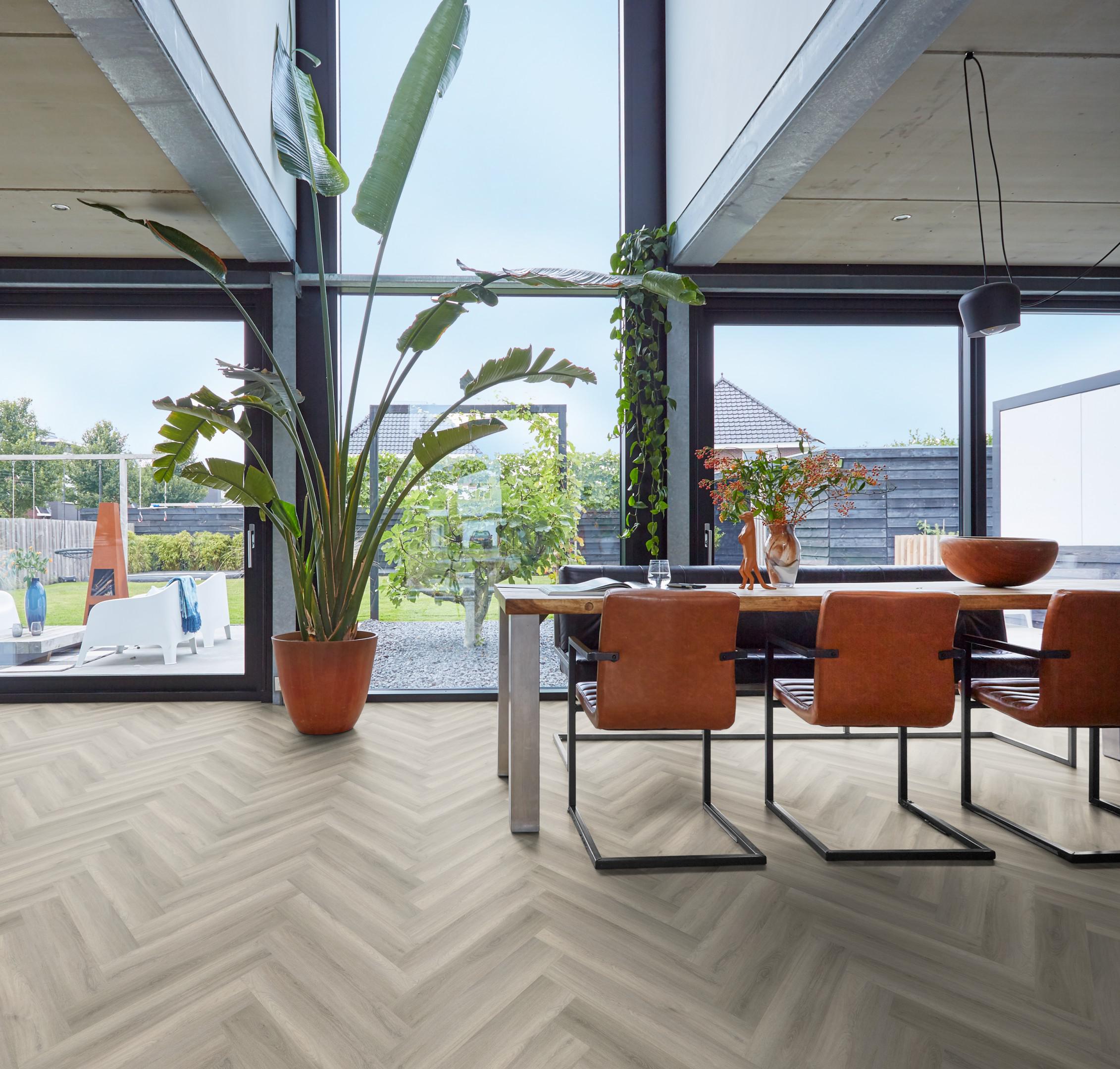 PVC YUP Collection Herringbone Grey Dryback - sfeer