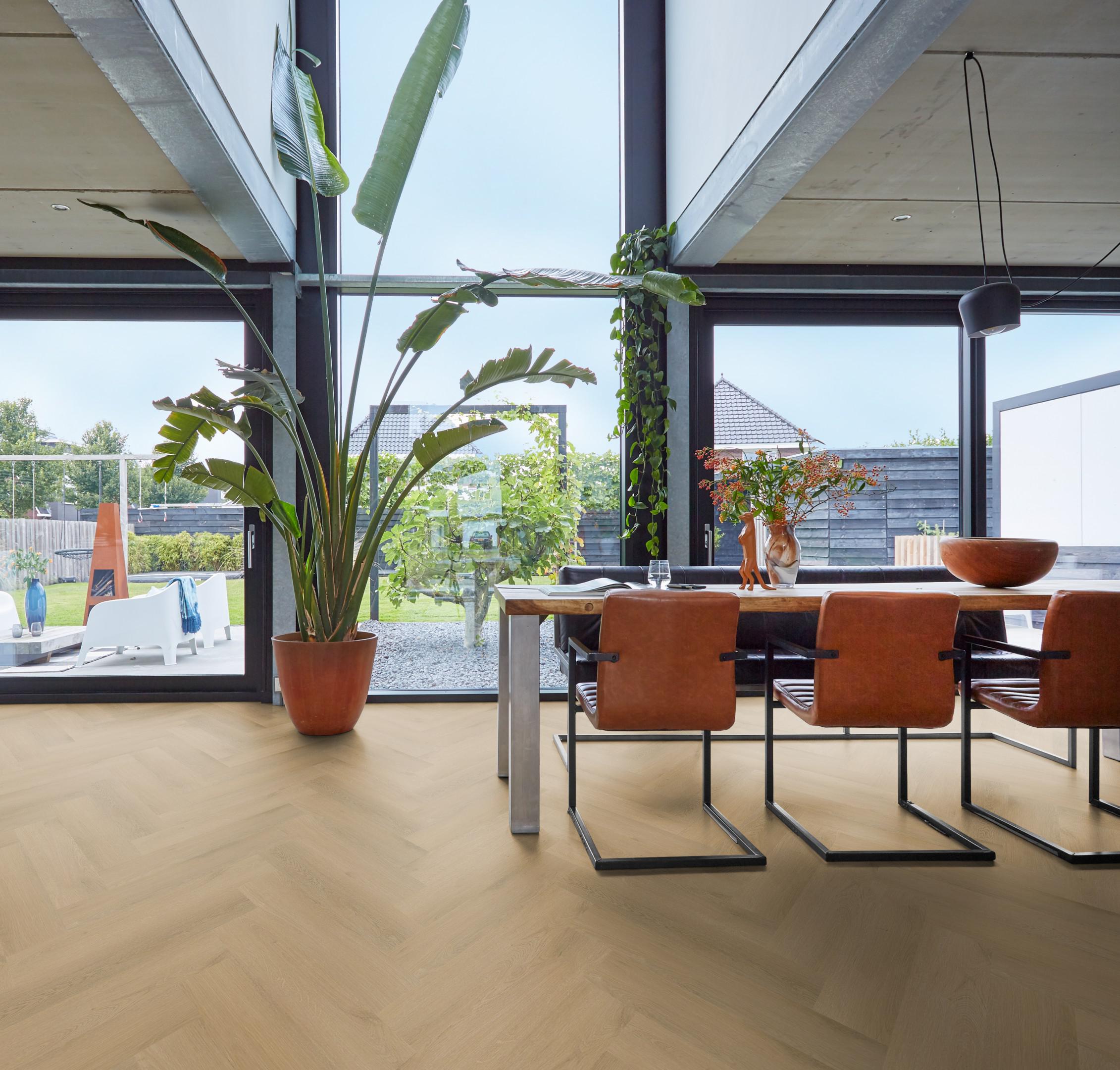 PVC Yup Merton herringbone Collection Light Oak Dryback - sfeer