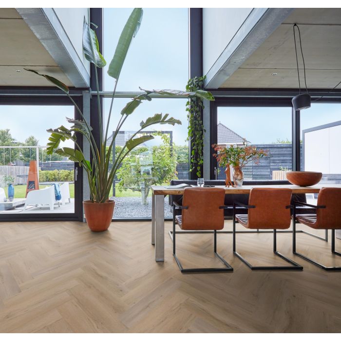 PVC Yup Leyton herringbone Collection Naturel Oak Dryback