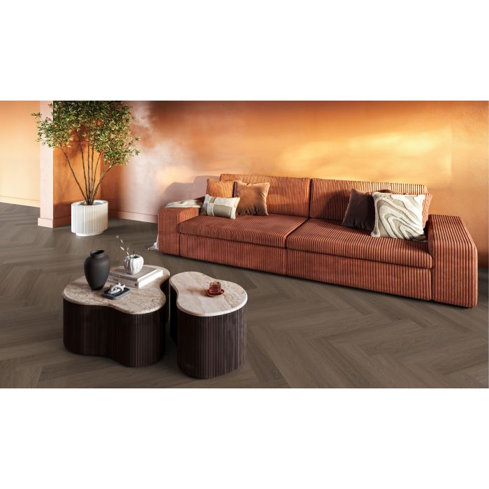 2615 PVC Yup Fulham herringbone Collection Brown Pakinhoud 1,70m2