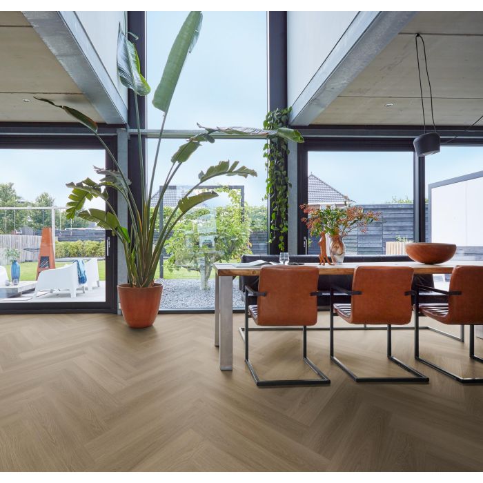PVC YUP XL Brentford herringbone Collection Dark Oak Click