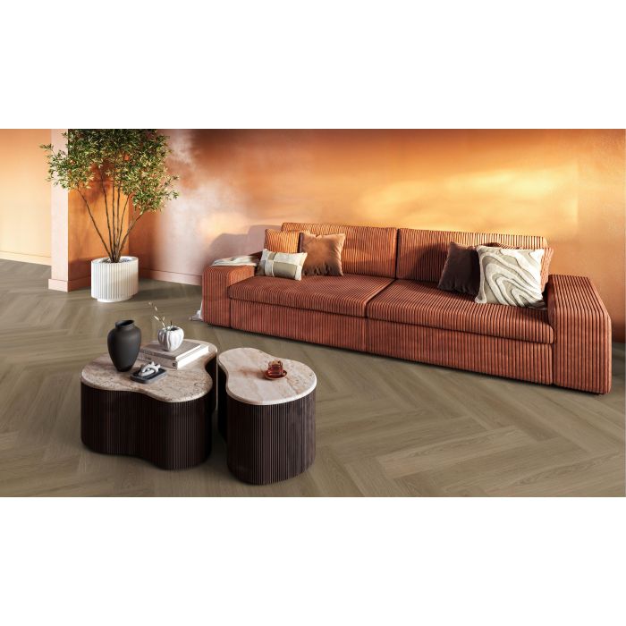 PVC YUP XL Brentford herringbone Collection Dark Oak Click