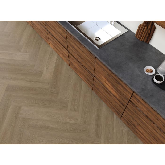 PVC YUP XL Brentford herringbone Collection Dark Oak Click