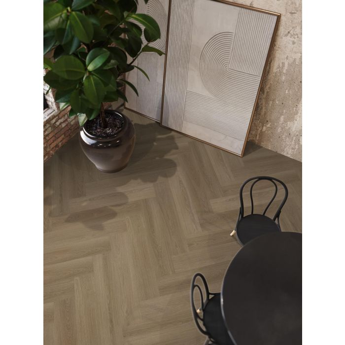 PVC YUP XL Brentford herringbone Collection Dark Oak Click