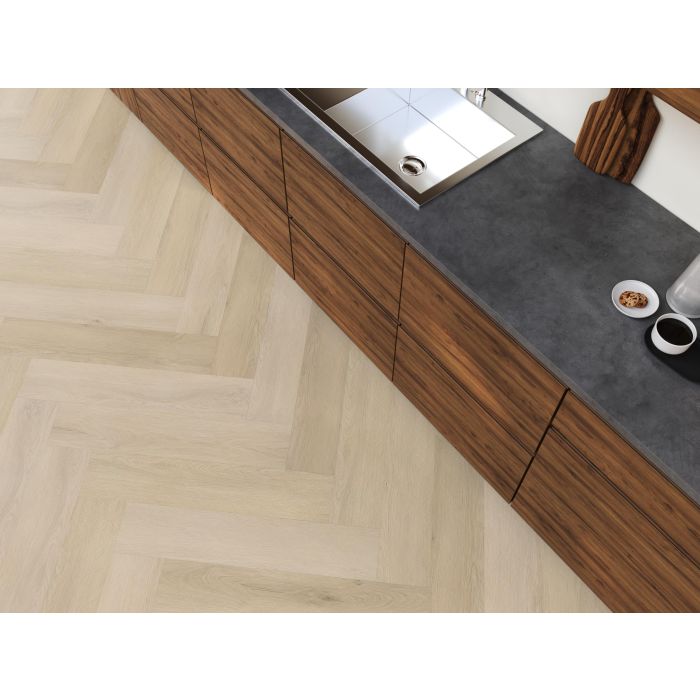 PVC YUP XL Mayfair herringbone Collection Natural Dryback